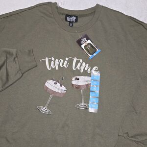 NWT - FEELING FESTIVE Espresso Martini 'Tini Time' Green XL Crewneck Sweatshirt